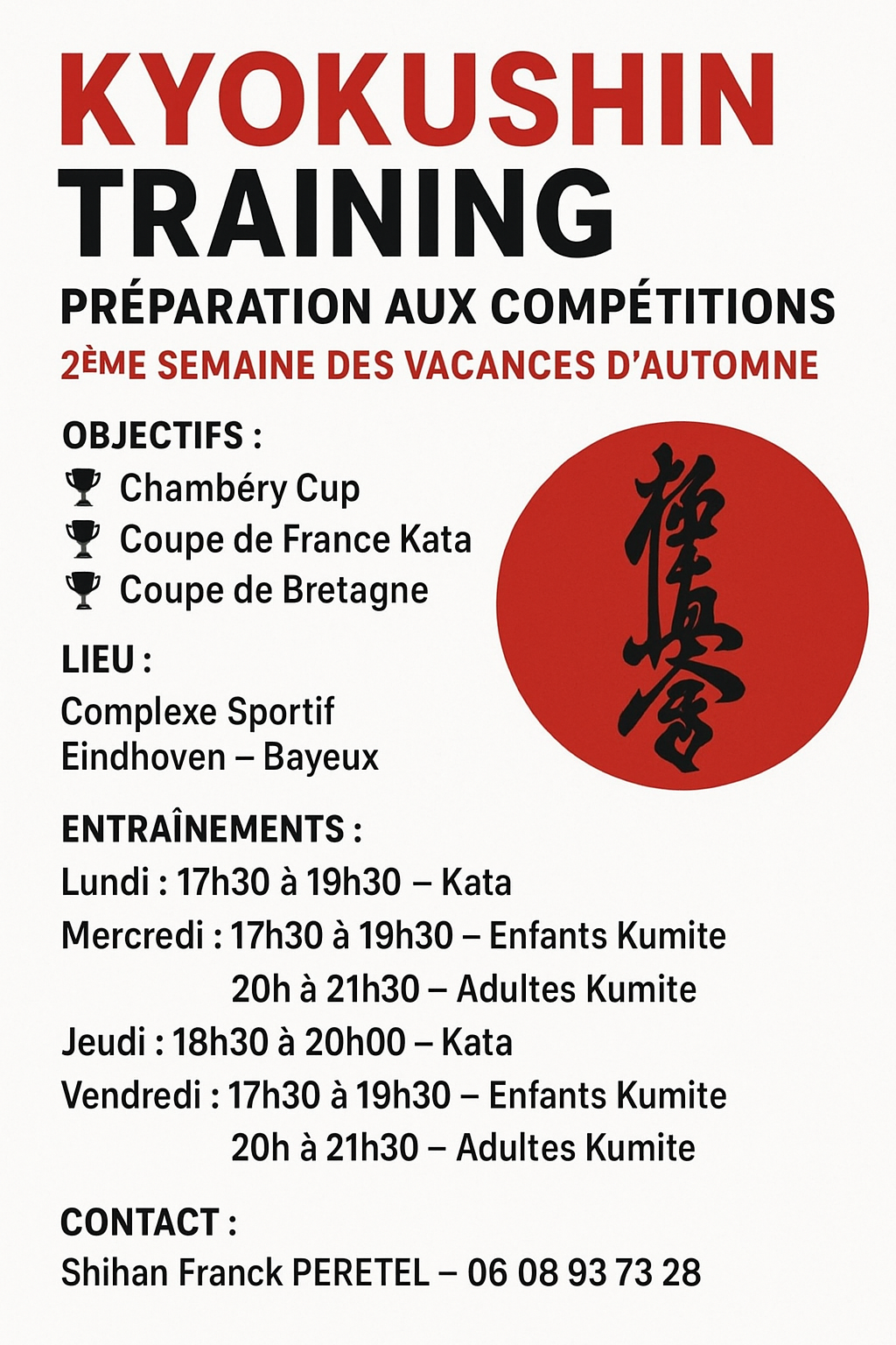 Entraînements Vacances d'Automne 